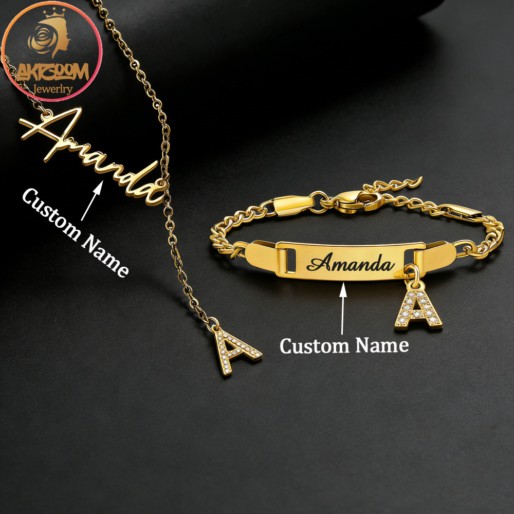 Name Necklace Custom - Akizoom Custom Name Zircon Letter Necklace