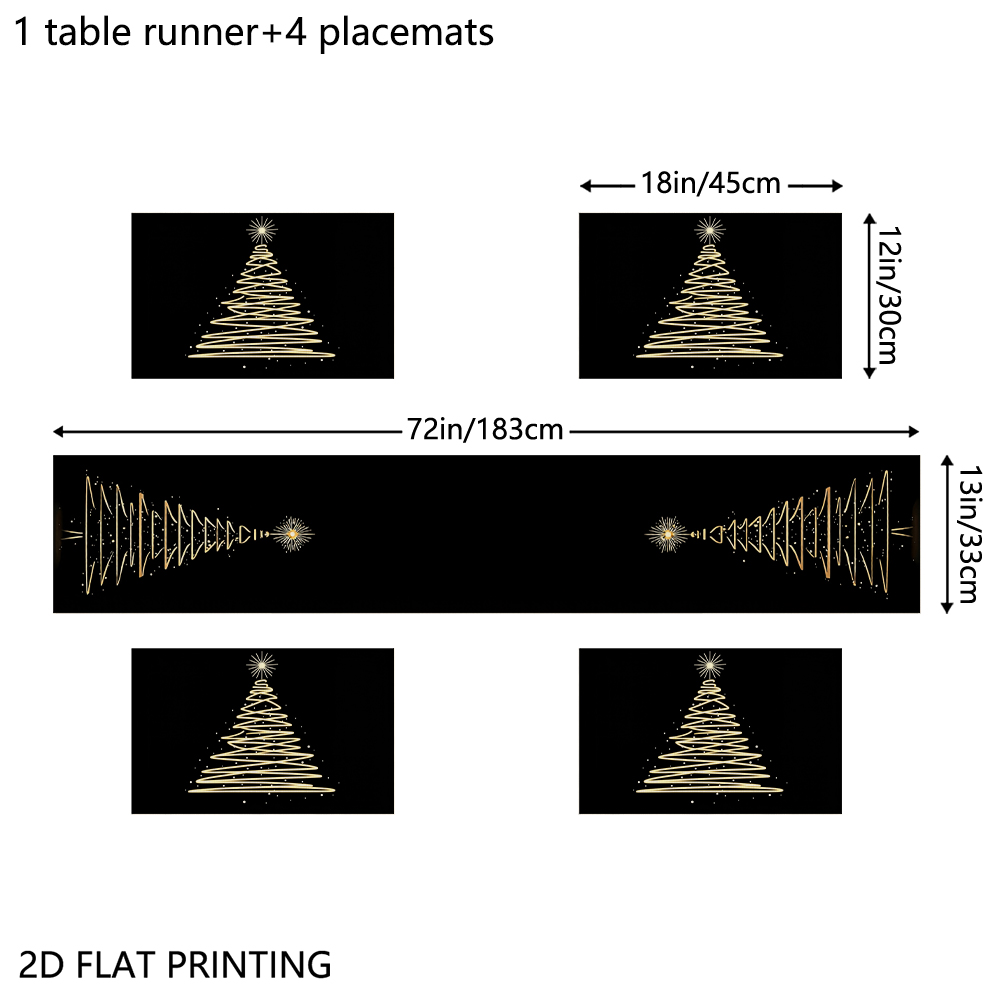 1pc Christmas Theme Golden Tre - Family Tree Print 评论和价格