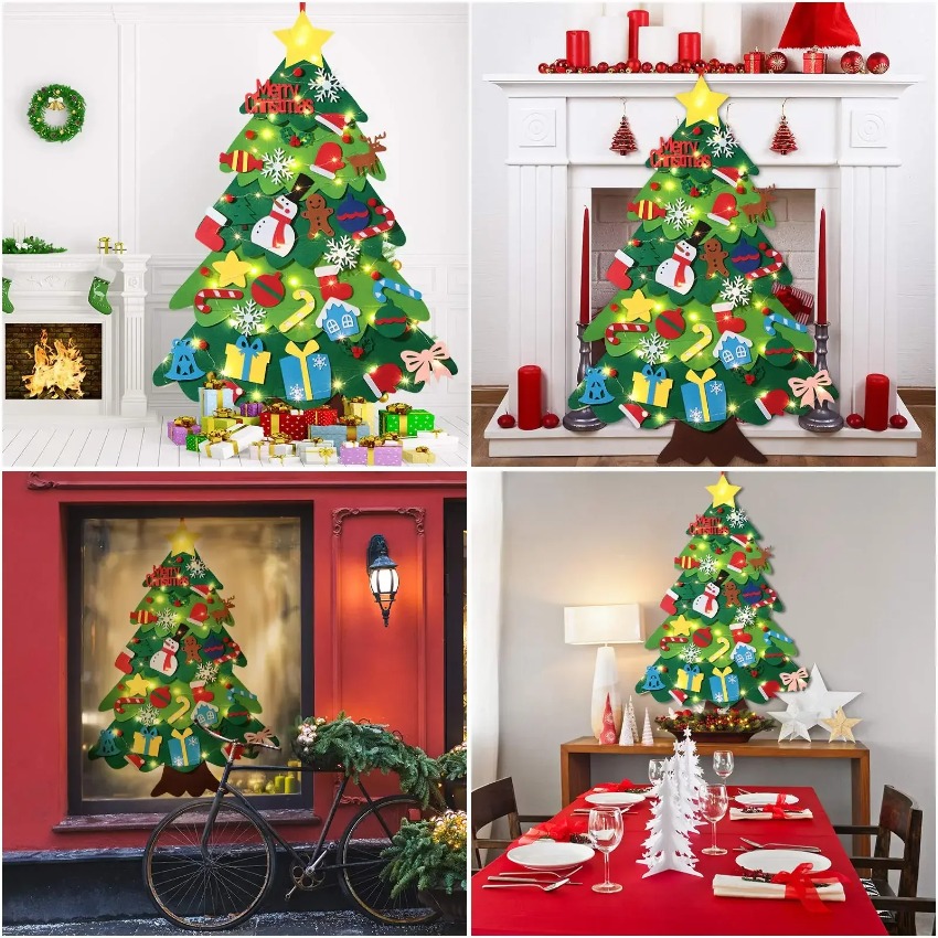 DIY Felt Christmas Tree with D - Family Tree Print 评论和价格